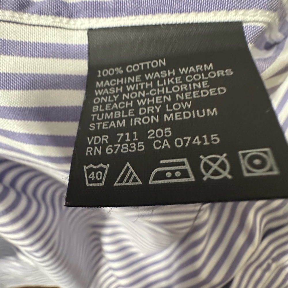 NAUTICA - MERCERIZED COTTON CLASSIC BUTTON DOWN Long Sleeve Men’s M, Striped EUC - Picture 6 of 10